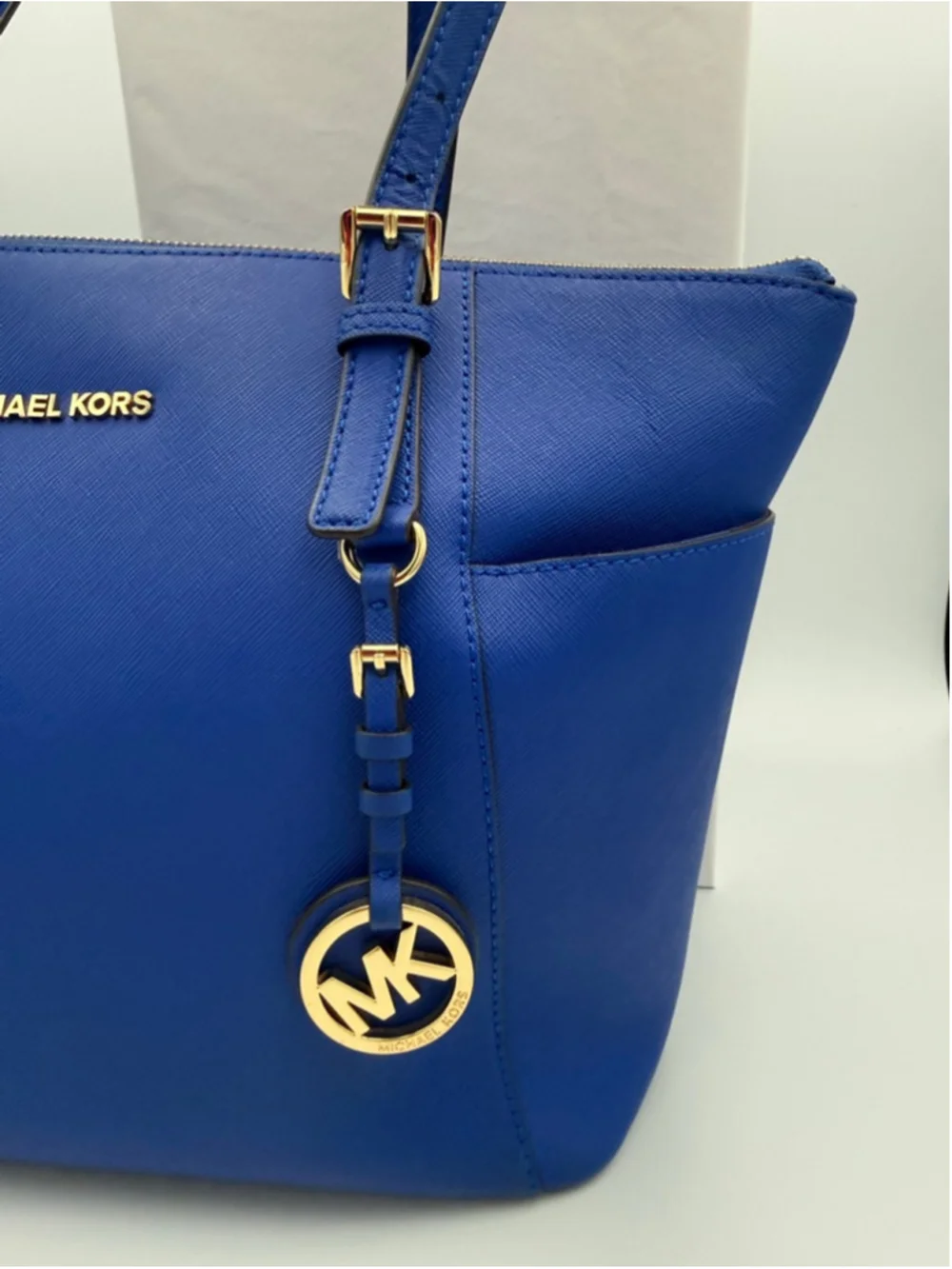 Women's Michael Kors Blue Tote Bag with Gold Hardware - Picture 3 of 10